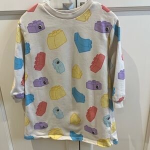Colorful Kids Building Lego duplicate Block Print sweatshirt dress 3t